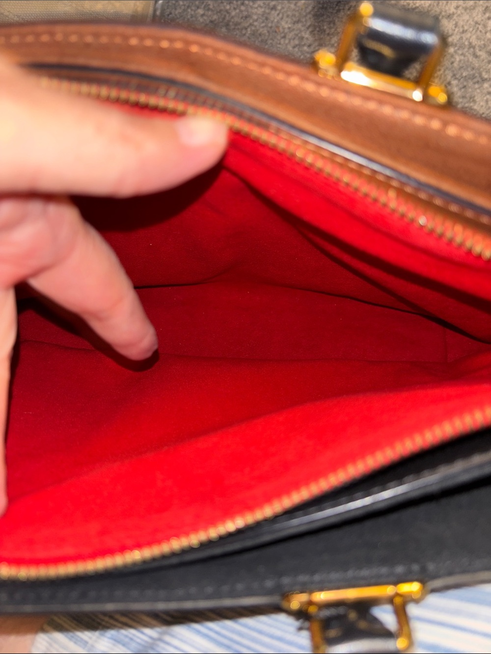 Louis Vuitton Millefeuille Brown Monogram Satchel with Red Accent - Picture 12 of 16